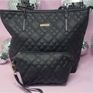 NWOT. Black Quilted Women's Bag Set (2pc)